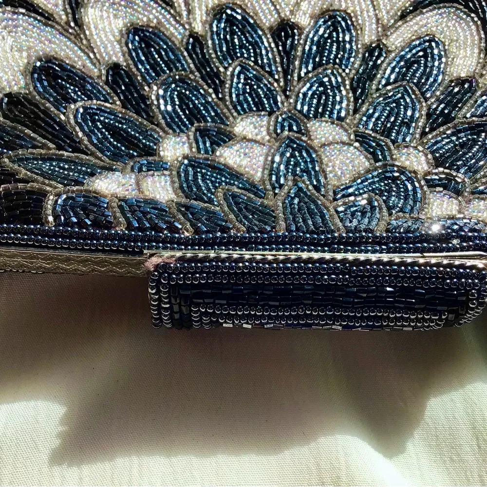 Vintage SharMark Black and Clear Beaded Clutch - Picture 5 of 13
